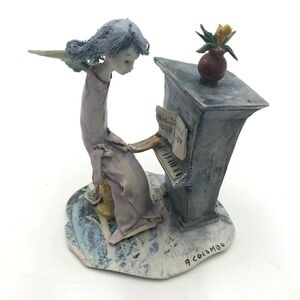 Vintage Lo Scricciolo Italian Figurine   A.Colombo 1960's Engel At Piano Amputee